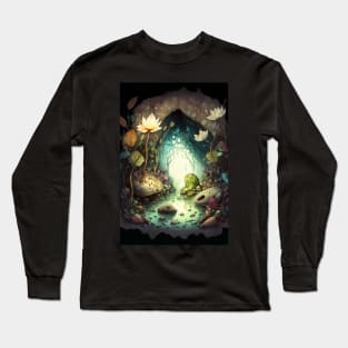 Magical Cavern Oasis Fantasy Illustration Long Sleeve T-Shirt